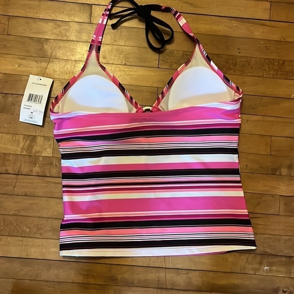 Laura Ashley Womens Stripe Tankini Swim Top  M - Picture 4 of 7